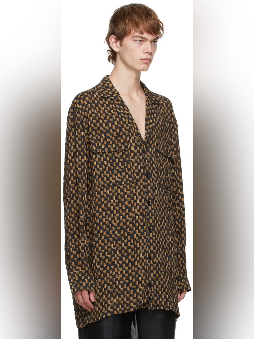 Nanushka Pico Check Shirt- Black & Brown